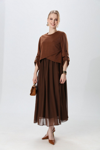 Платье NikVa 740-25 кофе с молоком - фото 3
