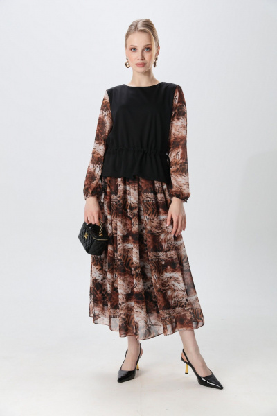 Платье NikVa 740-26 чёрный и тигровая абстракция - фото 7