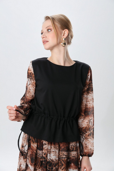 Платье NikVa 740-26 чёрный и тигровая абстракция - фото 4