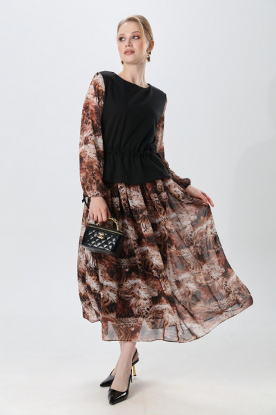 Платье NikVa 740-26 чёрный и тигровая абстракция - фото 3