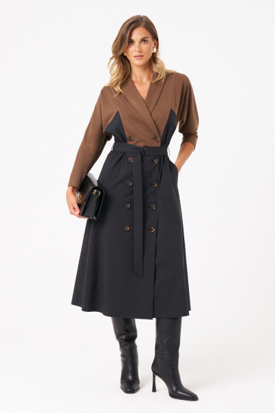 Платье Панда 115380 черно-коричневый - фото 1