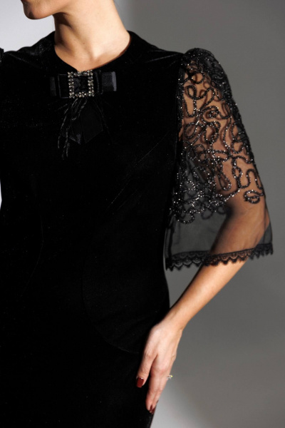 Платье Мода Юрс 25-2884 черный_гипюр_new decor - фото 3