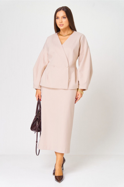 Жакет, юбка V&N Fashion 1050 бежевый - фото 1