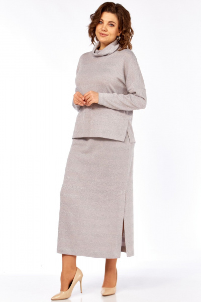 Блуза, юбка LadyThreeStars 2541 светло-серый - фото 5