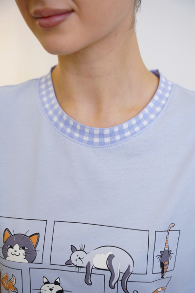 Брюки, футболка Купалинка 42600G.158-164 к.голубой,клетка - фото 7