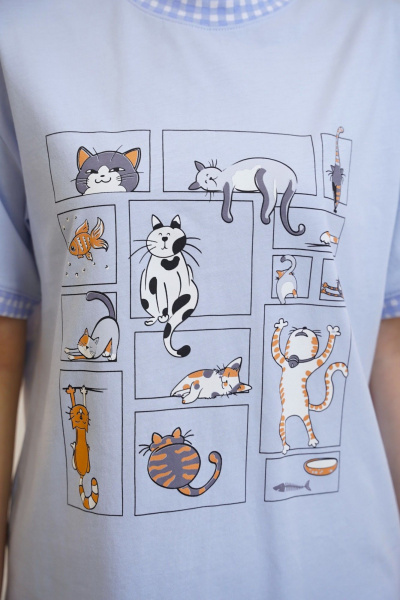 Брюки, футболка Купалинка 42600G.158-164 к.голубой,клетка - фото 5