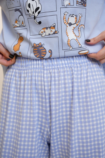 Брюки, футболка Купалинка 42600G.158-164 к.голубой,клетка - фото 3