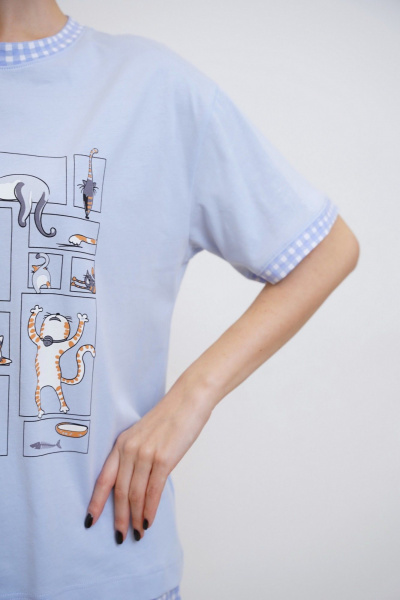 Брюки, футболка Купалинка 42600G.158-164 к.голубой,клетка - фото 2