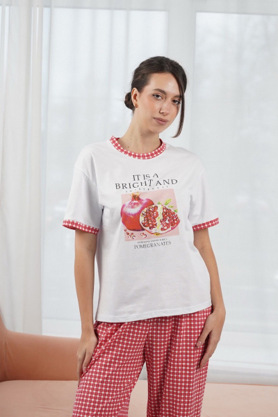 Брюки, футболка Купалинка 42601G.158-164 к.белый,клетка - фото 2
