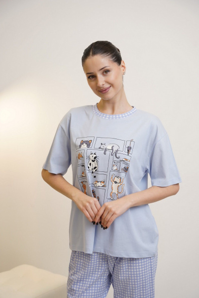 Капри, футболка Купалинка 42700G.158-164 к.голубой,клетка - фото 2