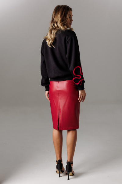 Блуза, юбка Ларс Стиль 1185 черный-красный - фото 4