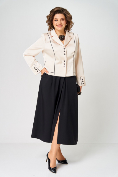 Жакет, юбка Aira Style 24134 молочно-черный - фото 10