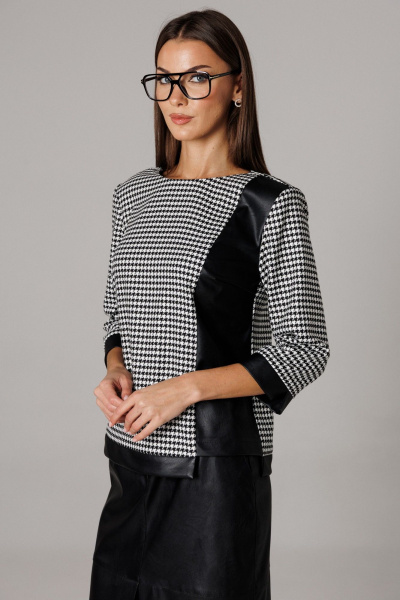 Блуза, юбка Ларс Стиль 1174 молочный-черный - фото 6