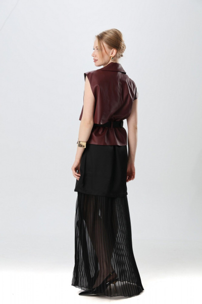 Жилет, платье NikVa 1018-2 чёрный и бордо - фото 10