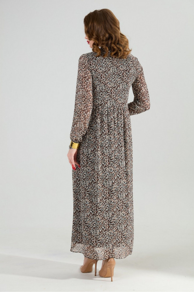 Жилет, платье NikVa 1020-1 коричневый мультиколор и чёрный - фото 9