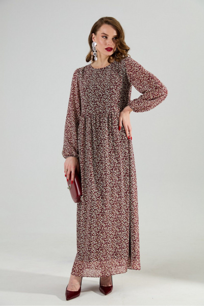 Жилет, платье NikVa 1020-4 листочки бургунди и чёрный - фото 11