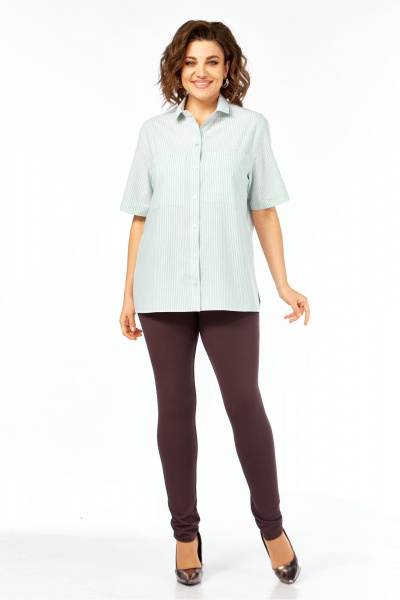 Рубашка Avenue 0338-5 полоска_светло-зеленый+молочный - фото 9