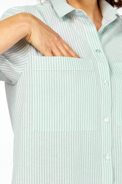 Рубашка Avenue 0338-5 полоска_светло-зеленый+молочный - фото 8