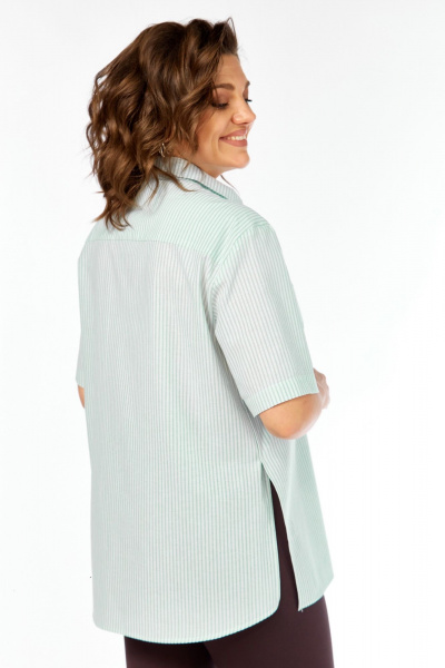 Рубашка Avenue 0338-5 полоска_светло-зеленый+молочный - фото 7