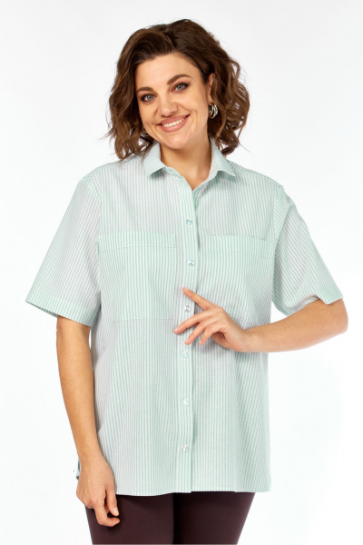 Рубашка Avenue 0338-5 полоска_светло-зеленый+молочный - фото 6