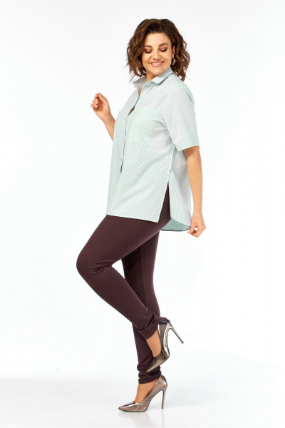 Рубашка Avenue 0338-5 полоска_светло-зеленый+молочный - фото 3