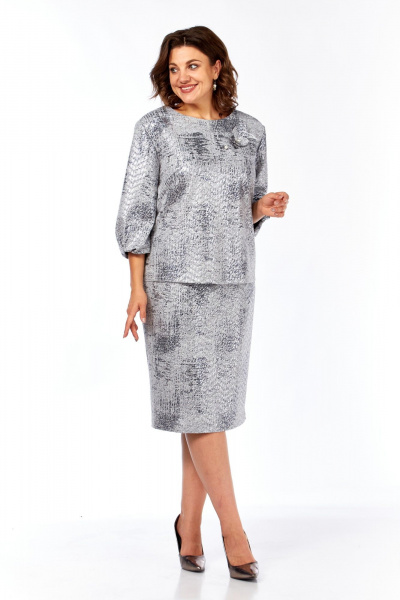 Блуза, юбка Элль-стиль 2400/1 серебро - фото 2