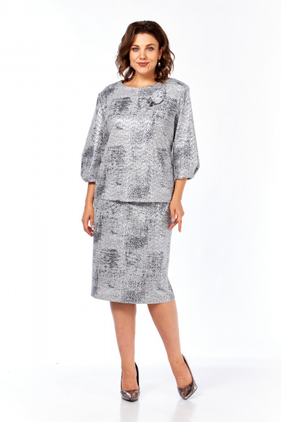 Блуза, юбка Элль-стиль 2400/1 серебро - фото 1