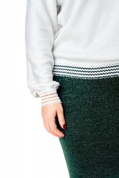 Джемпер, юбка T&N 7729 белый-изумруд - фото 8