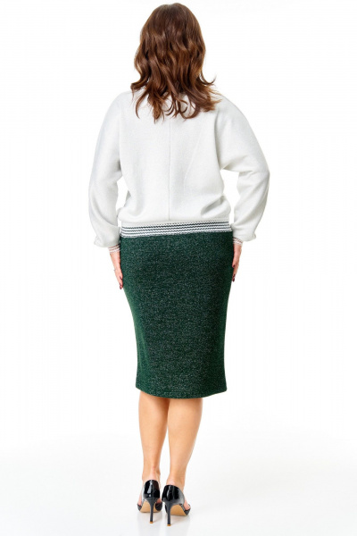 Джемпер, юбка T&N 7729 белый-изумруд - фото 5