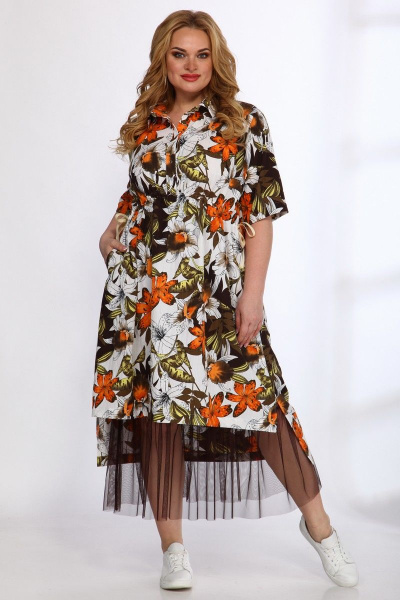 Платье, юбка Angelina & Сompany 555/3 оранж-черный - фото 4