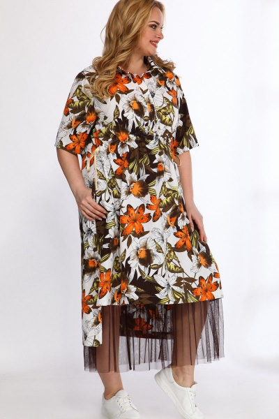 Платье, юбка Angelina & Сompany 555/3 оранж-черный - фото 3