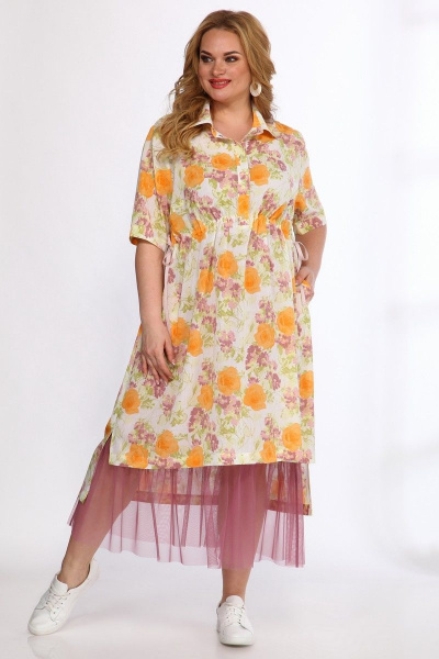 Платье, юбка Angelina & Сompany 555/1 желтый-розовый - фото 5