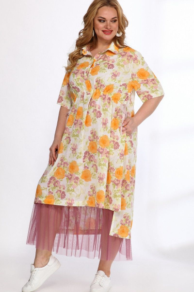 Платье, юбка Angelina & Сompany 555/1 желтый-розовый - фото 4