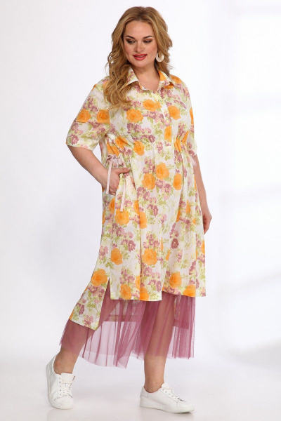 Платье, юбка Angelina & Сompany 555/1 желтый-розовый - фото 1