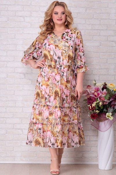 Платье Aira Style 832 розовые_цветы - фото 1