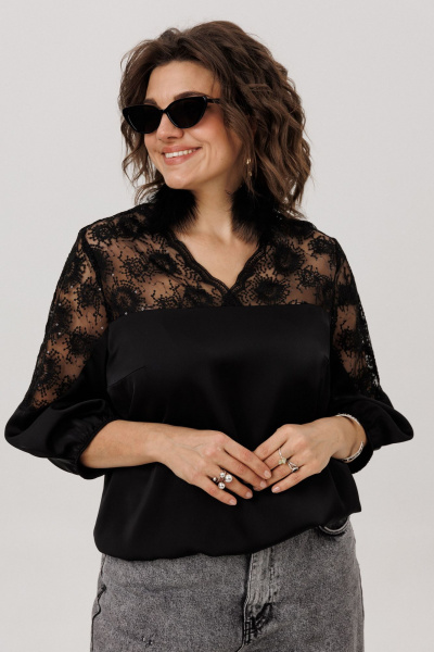Блуза Anelli 1790 черный_бриллиант - фото 10