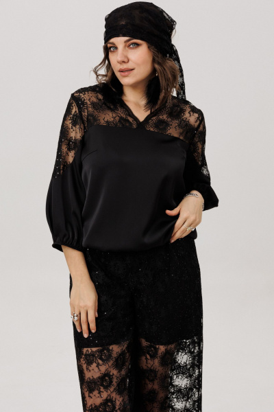 Блуза Anelli 1790 черный_бриллиант - фото 4
