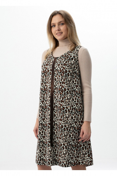 Сарафан Полинушка 604/1 леопард на молочном - фото 2