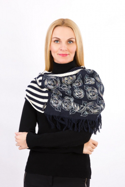 Шарф Полинушка 943 сине-белый - фото 1