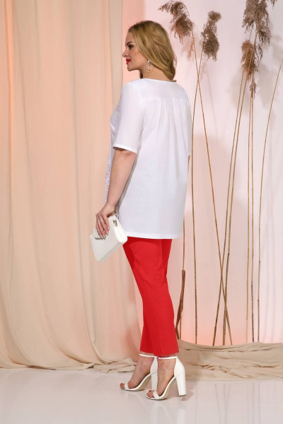 Блуза, брюки Liliana 969В белый+красный - фото 2