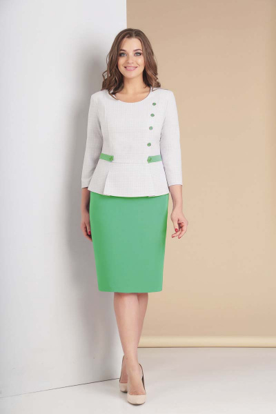 Жакет, юбка Милора-стиль 590 зеленый - фото 1