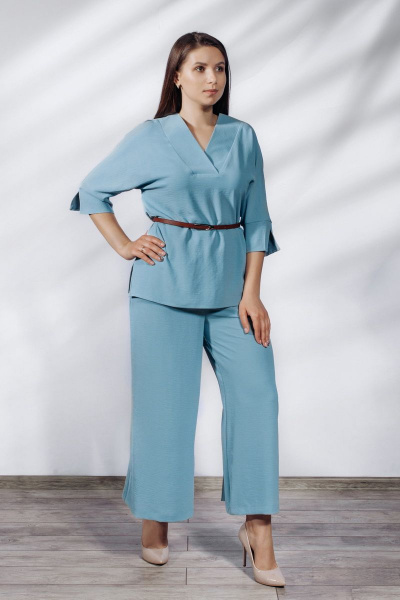 Блуза, брюки LUXTEX 0221 голубой - фото 3