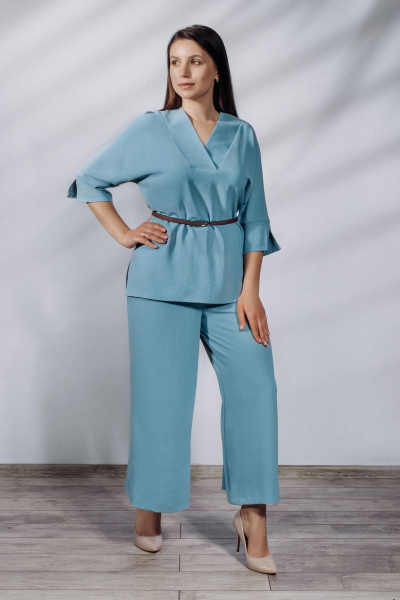Блуза, брюки LUXTEX 0221 голубой - фото 1