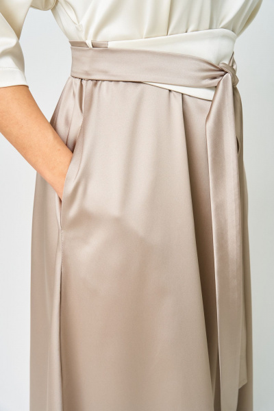 Платье ANASTASIA MAK 1229 молочный+капучино - фото 8