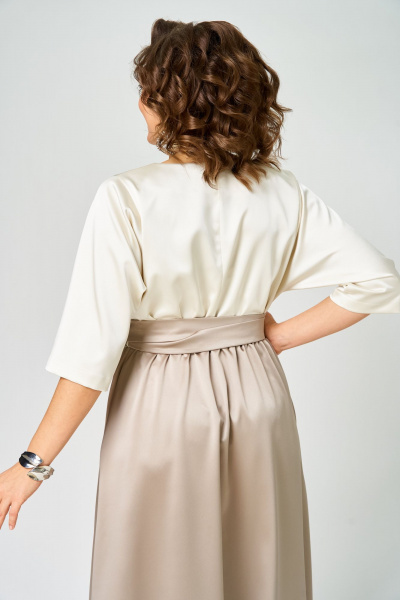Платье ANASTASIA MAK 1229 молочный+капучино - фото 7