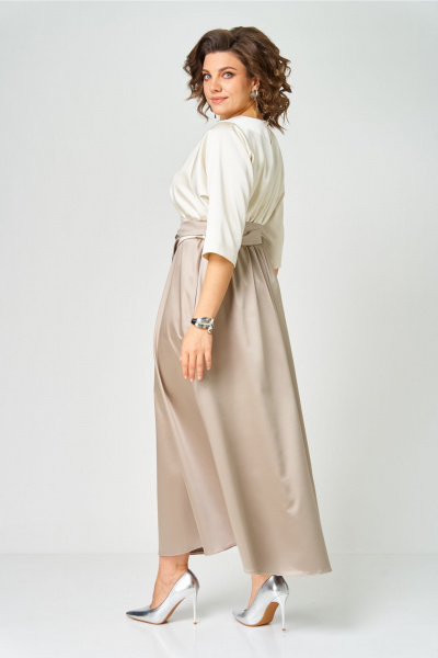 Платье ANASTASIA MAK 1229 молочный+капучино - фото 4