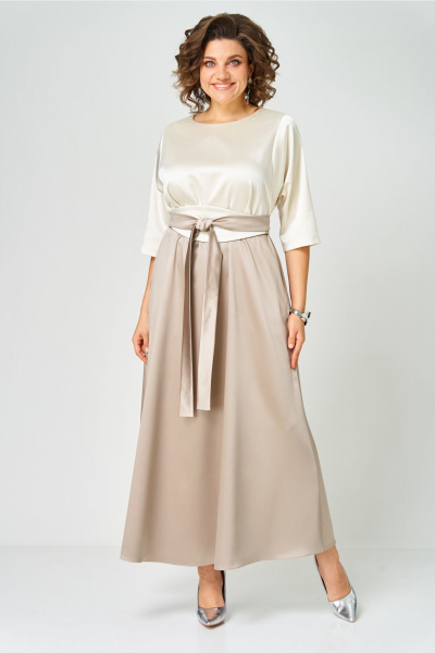 Платье ANASTASIA MAK 1229 молочный+капучино - фото 1