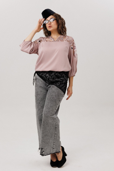 Блуза Anelli 1790 пудровая_вуаль - фото 9