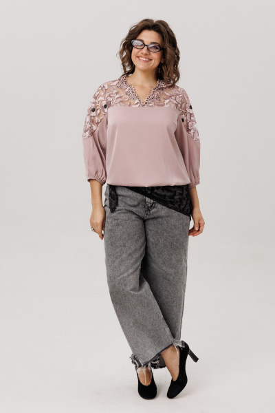 Блуза Anelli 1790 пудровая_вуаль - фото 7