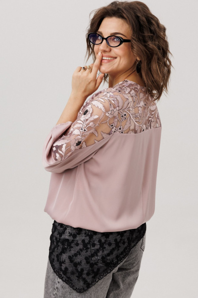 Блуза Anelli 1790 пудровая_вуаль - фото 6